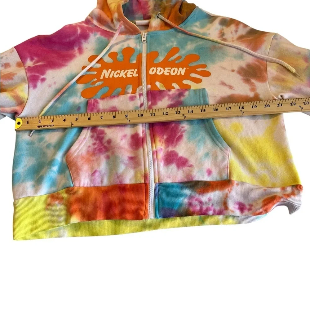Nickelodeon Tie Dye Zip Up Hoodie-Medium-Cartoon Graphic Collector Piece Y2K